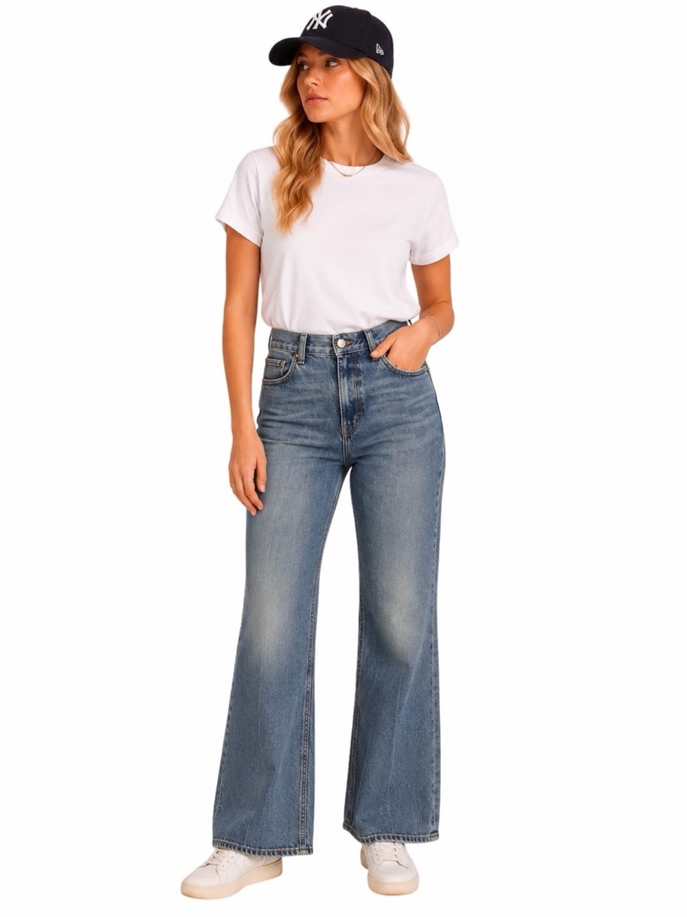 THE GREAT. The Kick Bell Jean Size 30 Cliff Wash High Waist Wide Leg Ankle